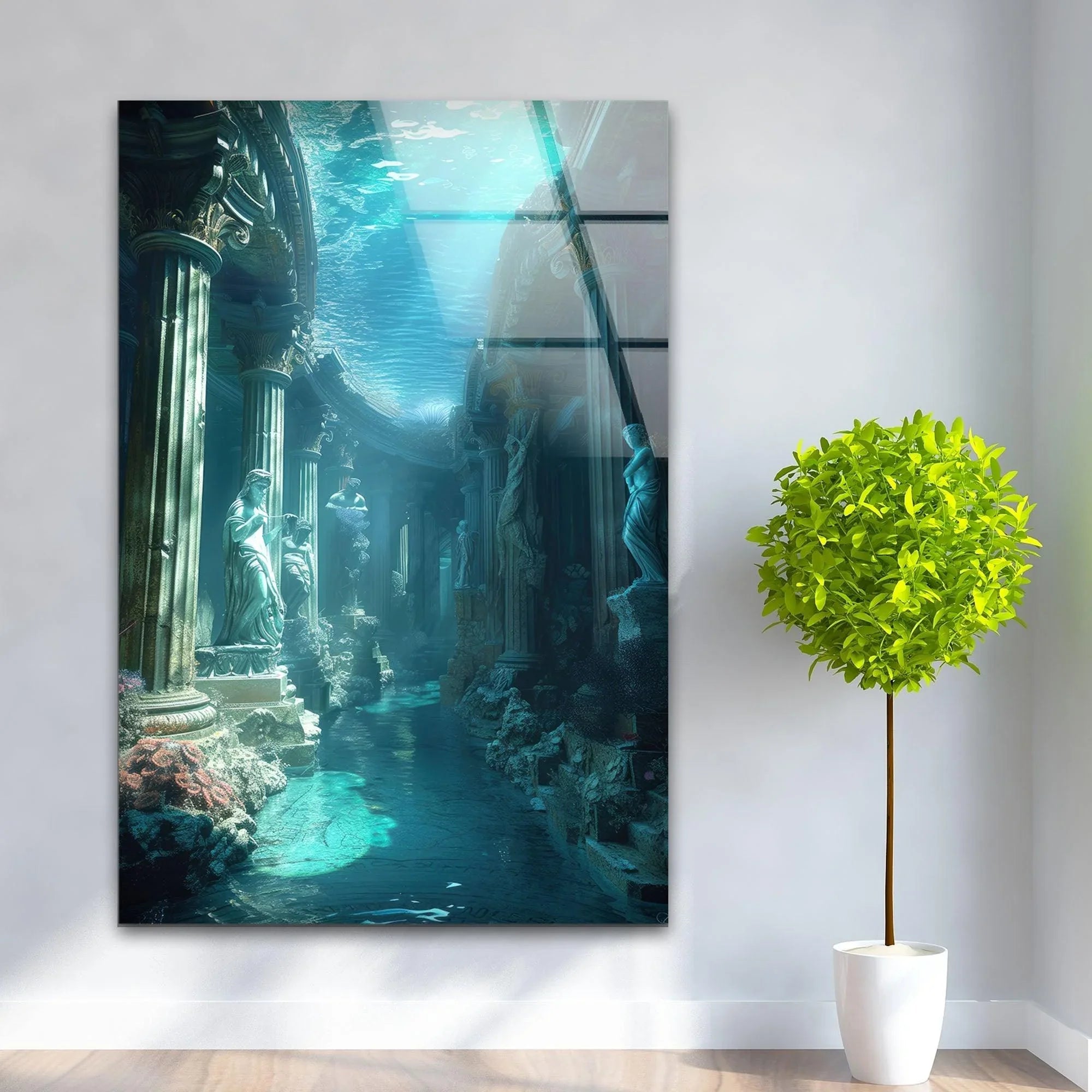 Underwater Atlantis Temple Glass Wall Art-Print Photos On Glass