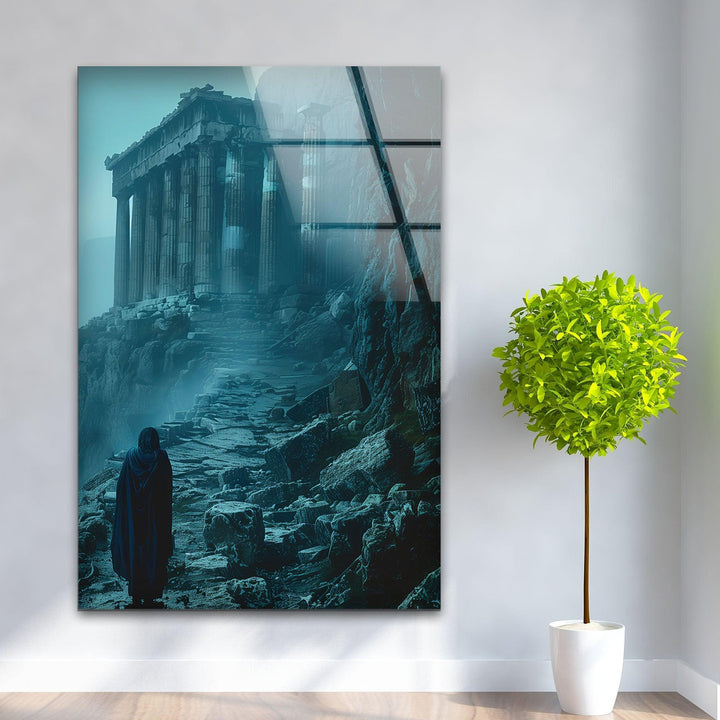Greek Mythology Dark Night Glass Wall Art custom glass photo prints, large glass prints
