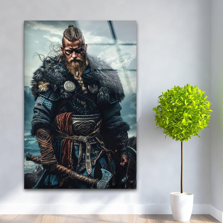 Vikings Ragnar Glass Wall Art, custom glass photo prints, large glass prints