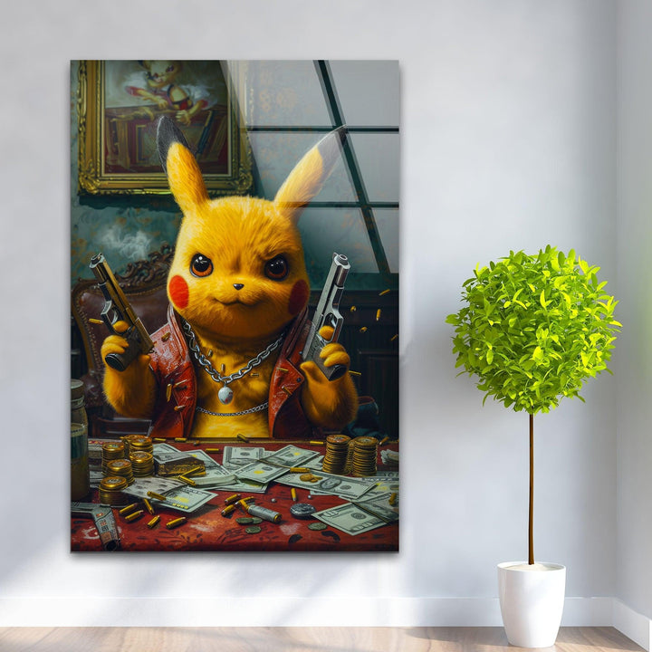 Mafia Pokemon Glass Wall Art, glass wall decor, glass wall art decor