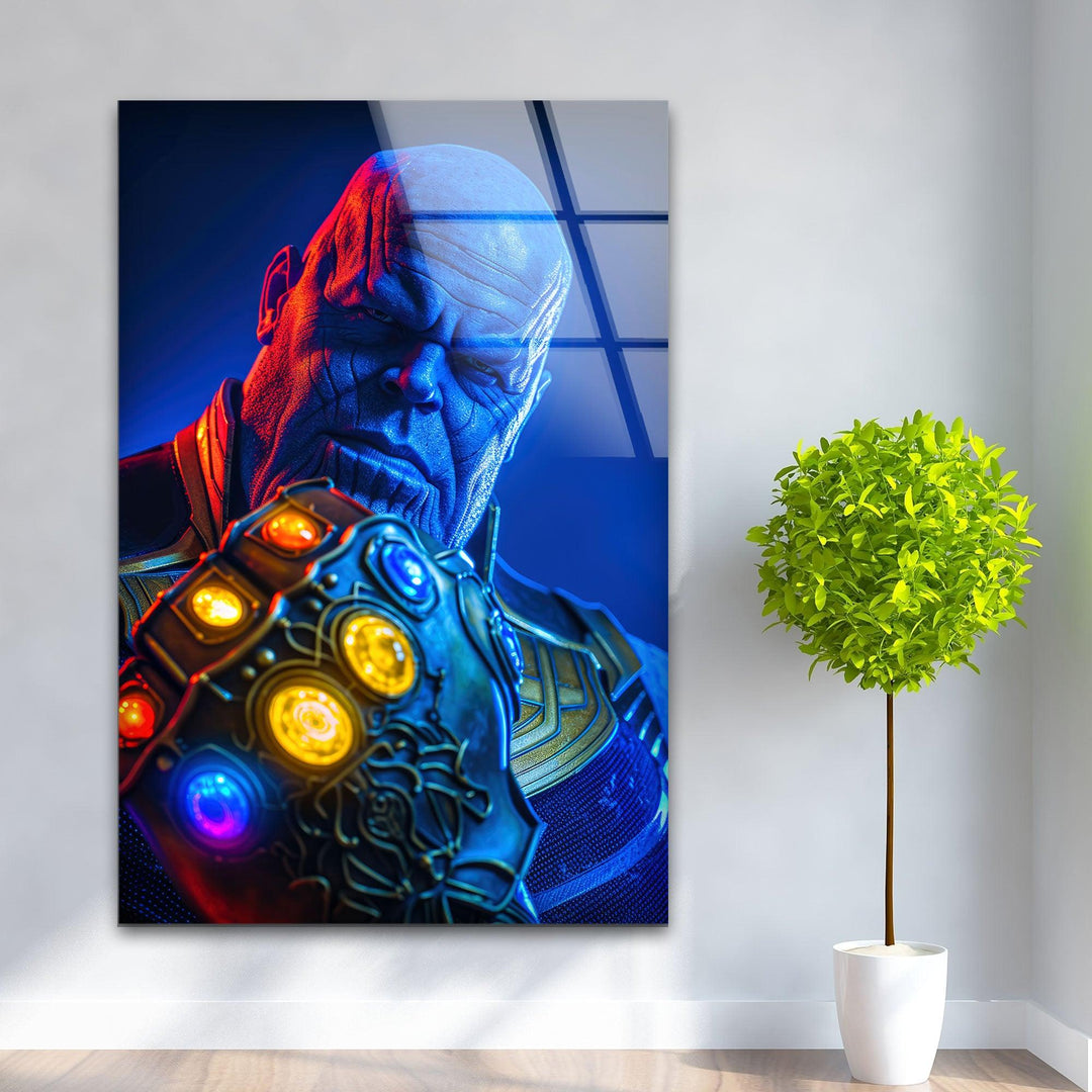 Thanos Infinity Gauntlet Glass Wall Art, large glass photo prints, glass wall photos