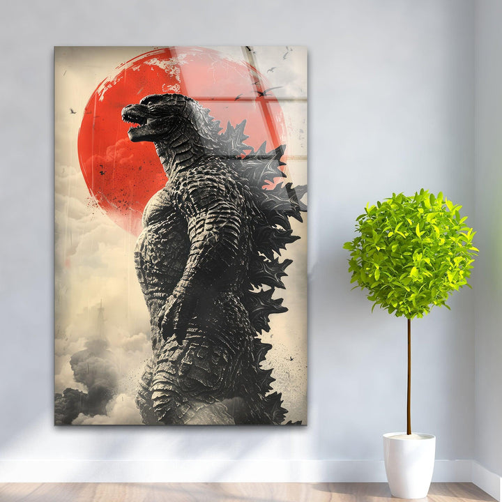 Godzilla Glass Wall Art custom glass pictures, glass art prints
