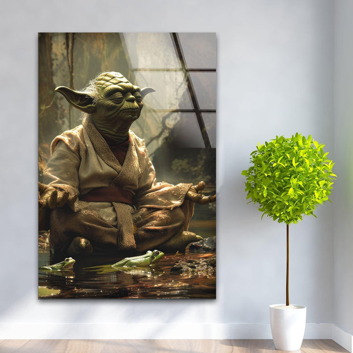 Star Wars Master Yoda Glass Wall Art,  custom glass pictures, glass art prints