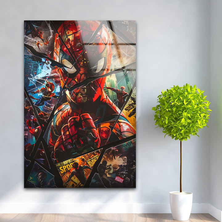 Spider-Man Movies Banners Glass Art
