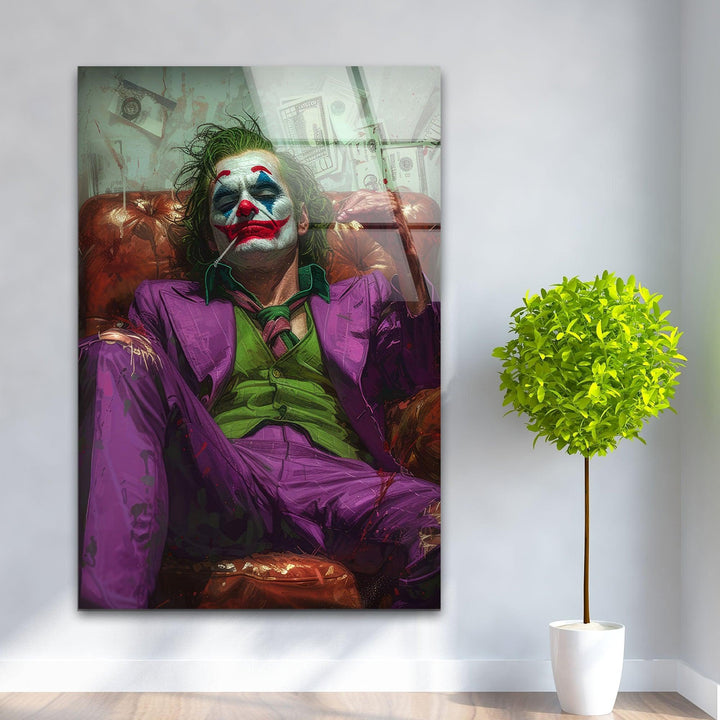 Joker in the Throne Glass Wall Art, glass pictures for Wall, glass prints wall art