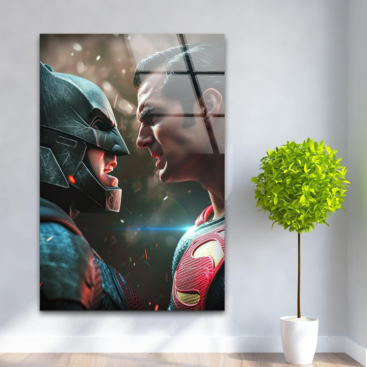 Superman vs Batman Glass Wall Art, art glass wall art, glass wall art pictures
