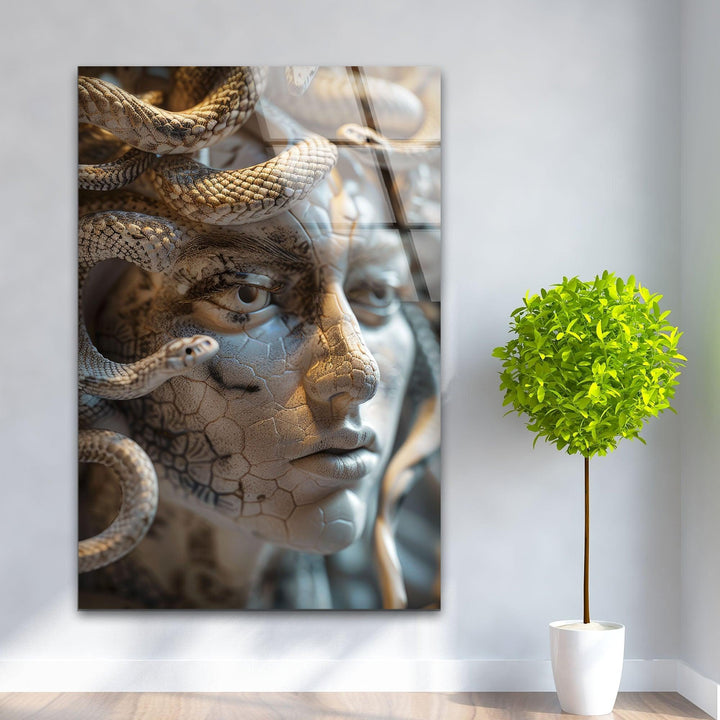 Greek Mythology Medusa Glass Wall Art