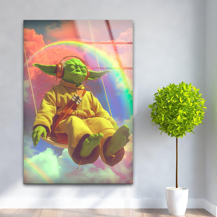 Star Wars Yoda Glass Wall Art custom glass pictures, glass art prints
