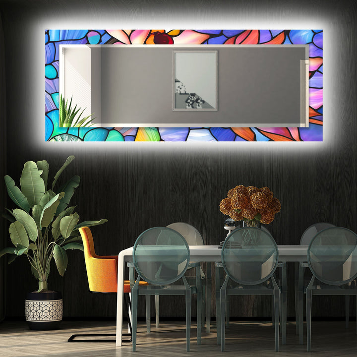 Stained Purple Lotus Wall Mirror Mosaic Wall Mirror
