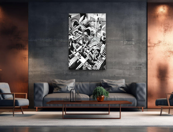 Intricate architectural labyrinth filled with arches, stairs, and surreal depth.