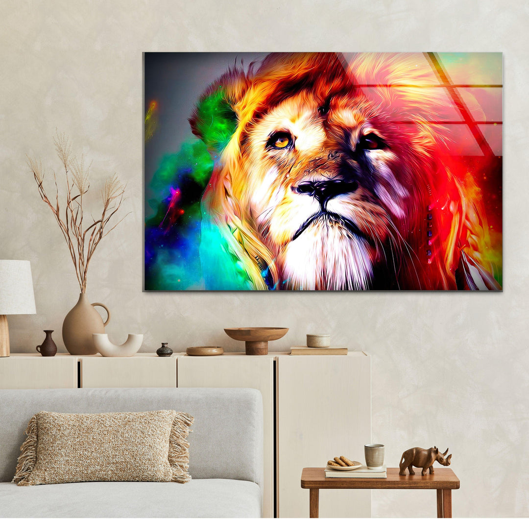 Colored Lion Glass Wall Art glass photo prints, glass picture prints