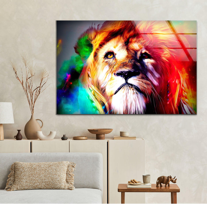 Colored Lion Glass Wall Art glass photo prints, glass picture prints