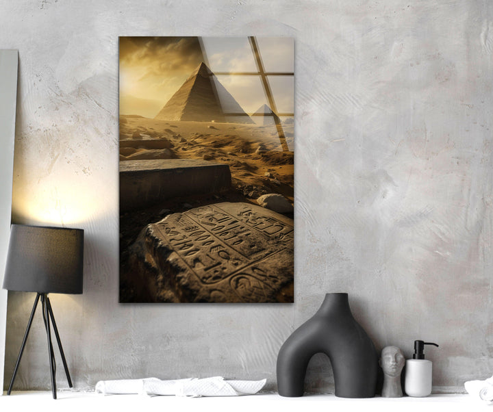 Egyptian Pyramids Glass Wall Art, glass wall decor, glass wall art decor