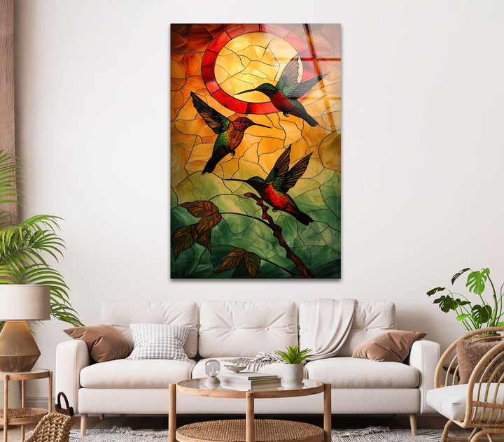 Stained Hummingbirds Wall Art large glass photo prints, glass wall photos
