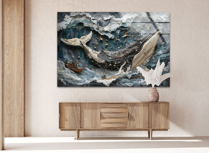 Giant Whale Glass Wall Art print picture on glass,Tempered Glass Wall Art