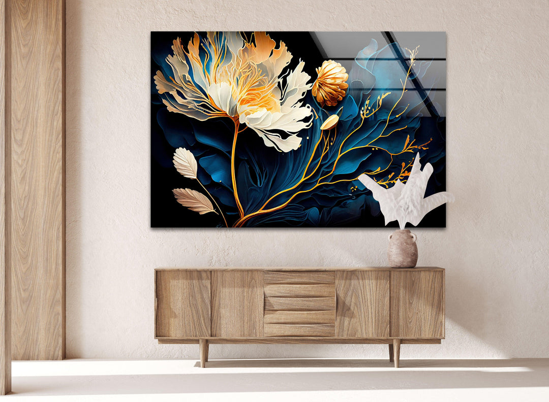 Botanical Flower Alcohol Ink Glass Wall Art, stained glass wall art, stained glass wall decor
