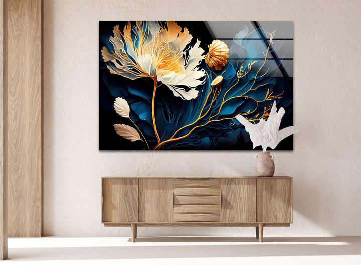 Botanical Flower Alcohol Ink Glass Wall Art, stained glass wall art, stained glass wall decor