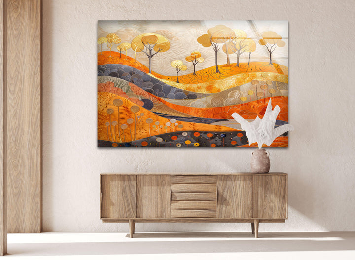 Forest Landscape Painting Tempered Glass Wall Art - MyPhotoStation