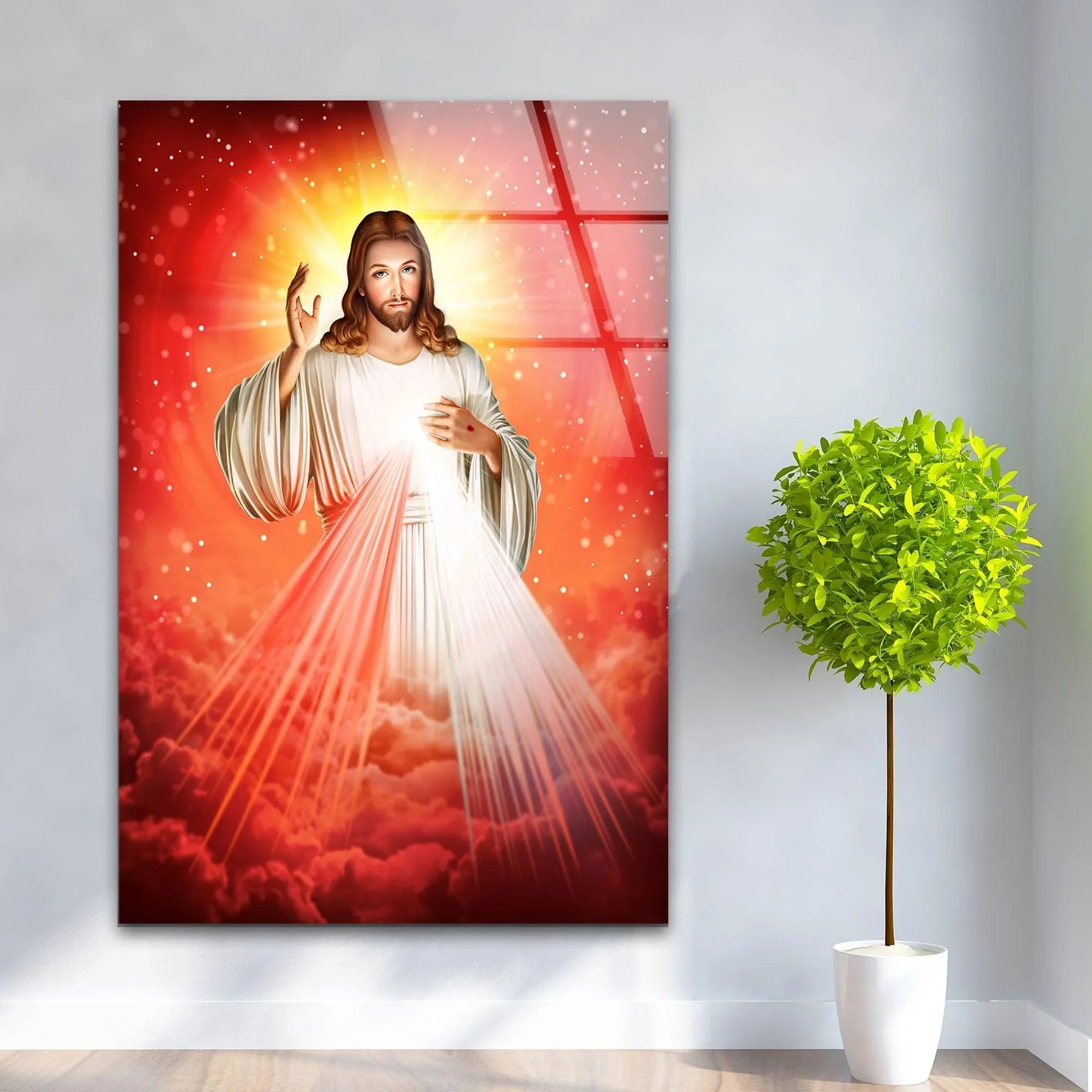 Jesus Red Color Divine Red Jesus Christian Art | Uplifting Wall Decor – MyPhotoStation