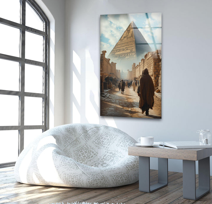 Egypt's Pyramids of Giza Glass Wall Art, Glass Printing Wall Art, Print photos on glass