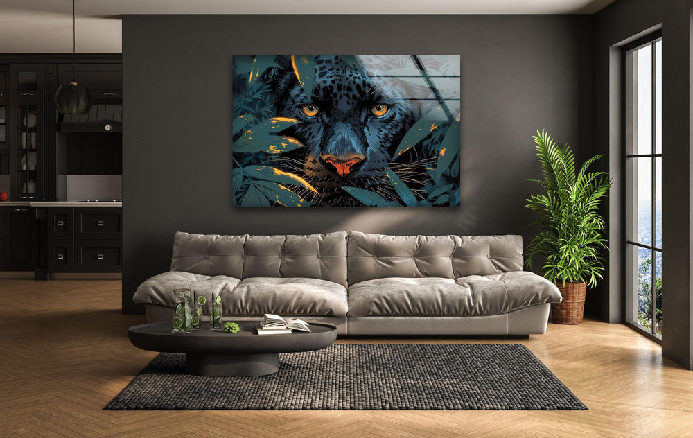 Panther Painting Glass Wall Art Glass Printing Wall Art, Print photos on glass