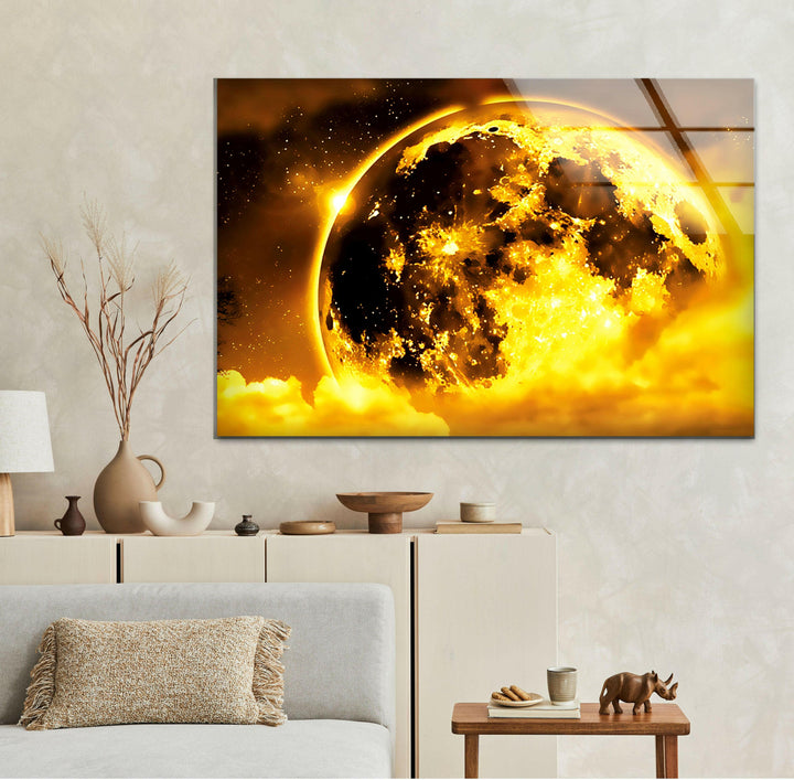 Shiny Full Moon Glass Wall Art, photo print on glass, prints on glass wall art