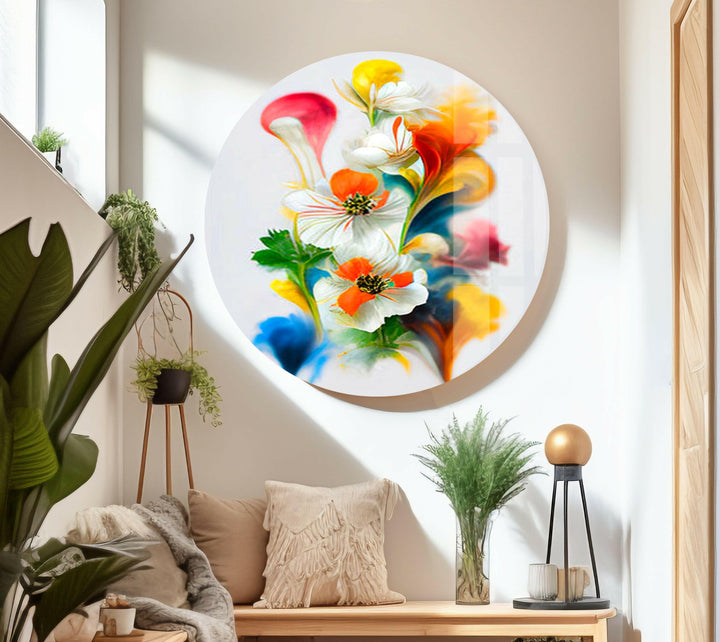 Watercolor Bright Spring Flowers Glass Wall Art, custom glass photo prints, large glass prints
