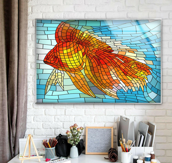 Mosaic Goldfish Glass Wall Art art glass wall art, glass wall art pictures