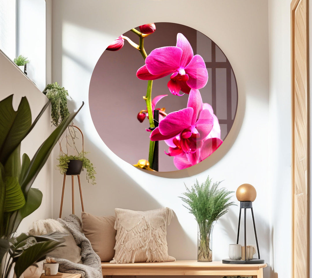Pink Orchid Glass Wall Art, custom glass pictures, glass art prints