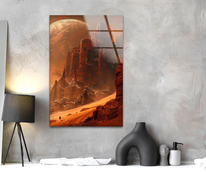 Towers of an Ancient City Glass Wall Art, glass art painting, glass art for the Wall