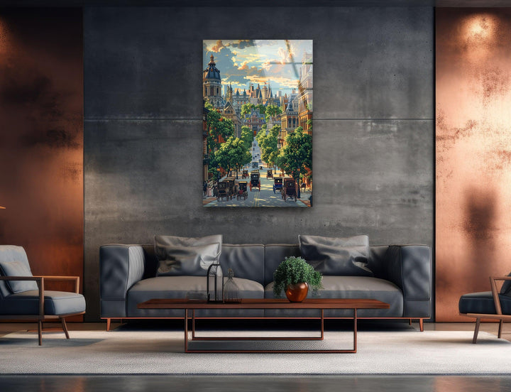 Vintage City Painting Glass Wall Art, Glass Printing Wall Art, Print photos on glass