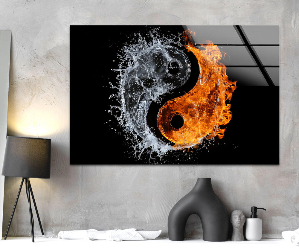Yinyang Made of Fire and Water Cool Glass Photos & Wall Art Decor
