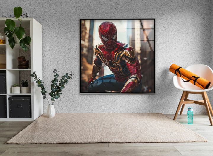 Spiderman Iron Suit Glass Wall Art glass pictures for Wall, glass prints wall art
