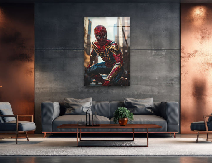 Spiderman Iron Suit Glass Wall Art large glass photo prints, glass wall photos
