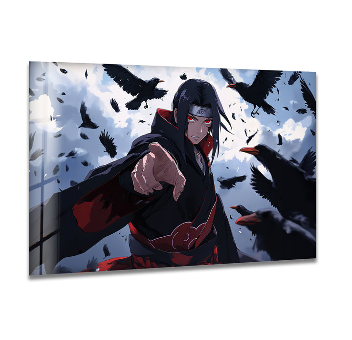 Itachi and Crow Akatsuki Glass Wall Art large glass photo prints, glass wall photos