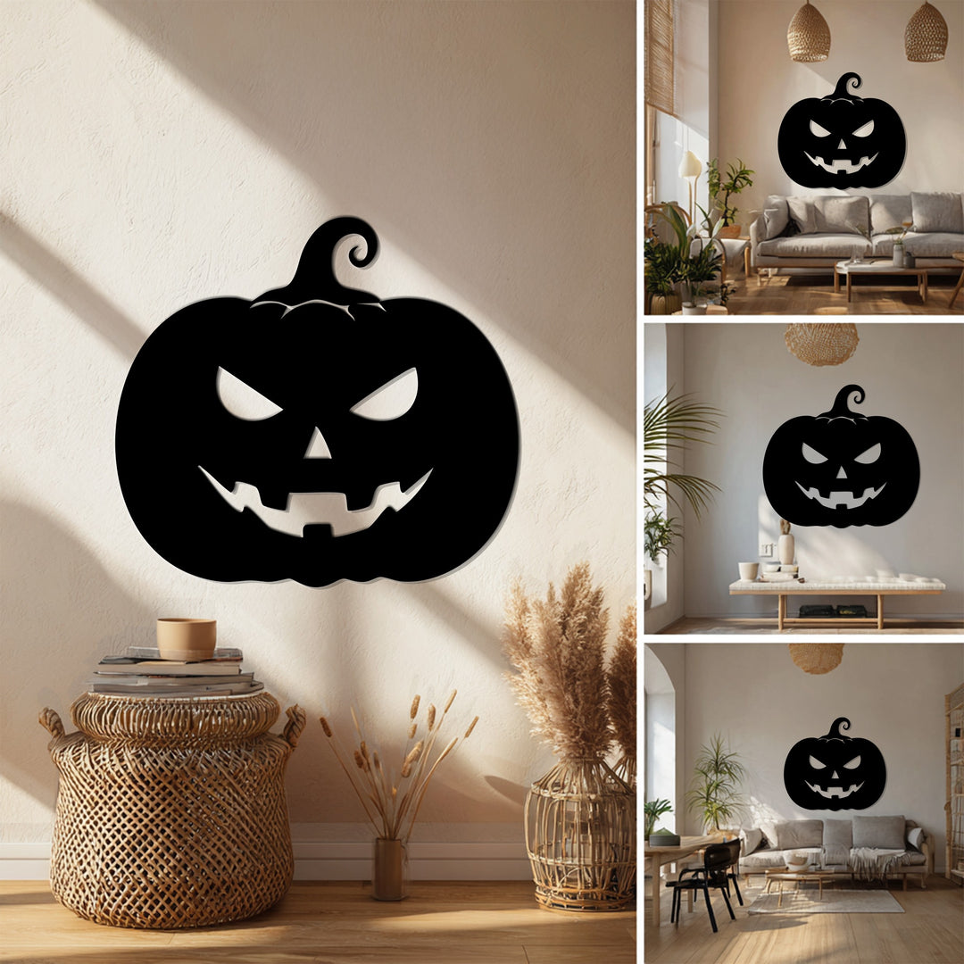 Jack-o’-lantern metal wall decoration for Halloween interiors