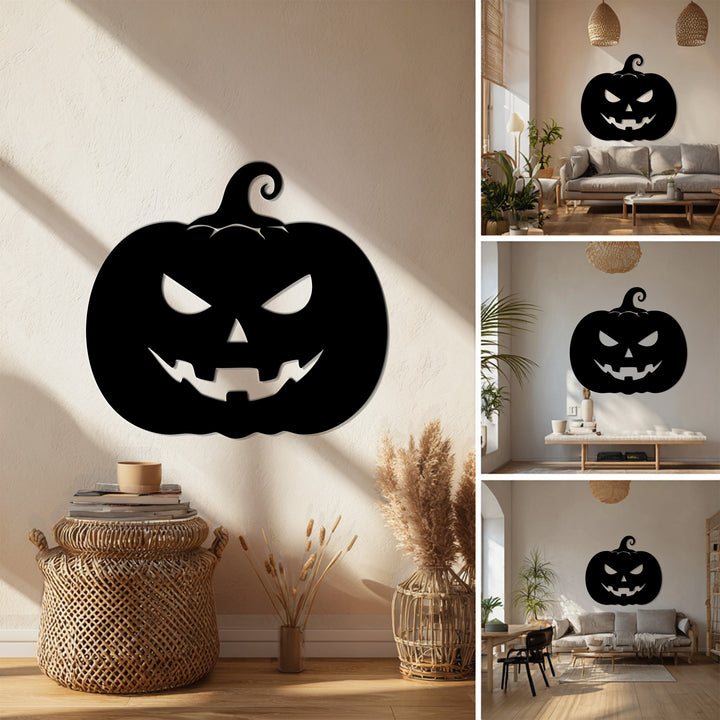 Jack-o’-lantern metal wall decoration for Halloween interiors