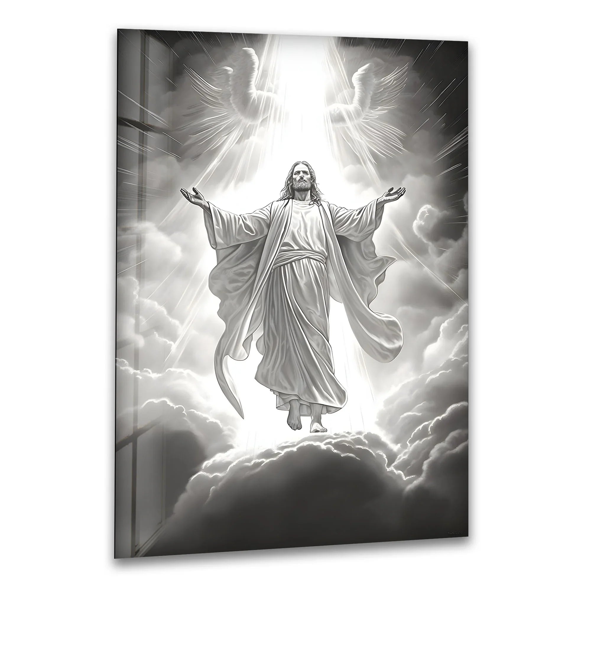 Black & White Christ Ascension – Divine Spiritual Wall Art Print ...