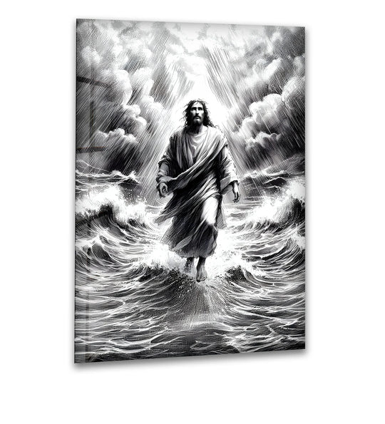 Religion featuring Jesus Walking on Water with black and white tones and spiritual undertones plus Christian decor
