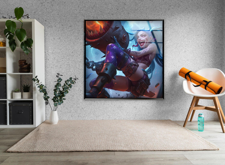 League of Legends Jinx Glass Wall Art, Glass Printing Wall Art, Print photos on glass