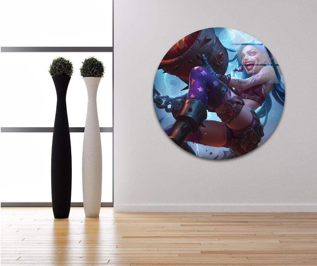 League of Legends Jinx Glass Wall Art, glass photo prints, glass picture prints