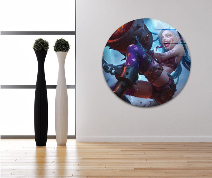 League of Legends Jinx Glass Wall Art, glass photo prints, glass picture prints