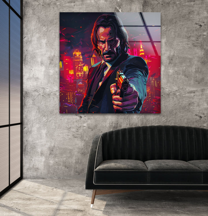 John Wick Art Glass Wall Art custom glass pictures, glass art prints
