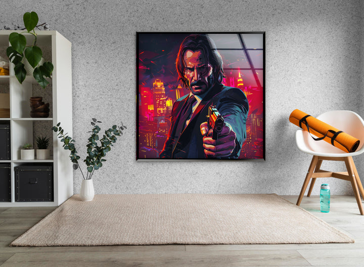 John Wick Art Glass Wall Art photo print on glass, prints on glass wall art
