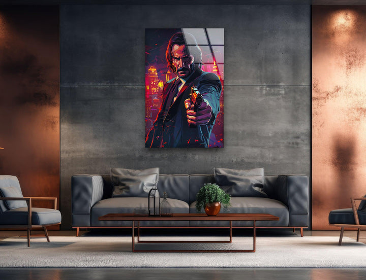 John Wick Art Glass Wall Art picture on glass wall art, photos printed on glass
