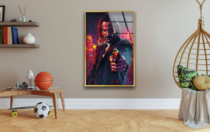 John Wick Art Glass Wall Art print picture on glass, Tempered Glass Wall Art
