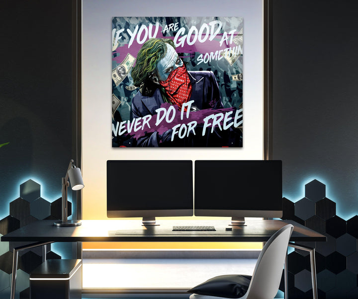 Joker Motivation Glass Wall Art glass art painting, glass art for the Wall
