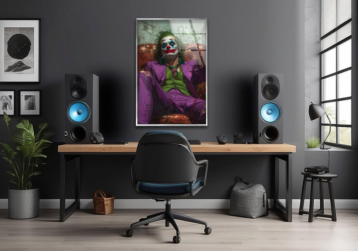 Joker in the Throne Glass Wall Art, photo print on glass, prints on glass wall art