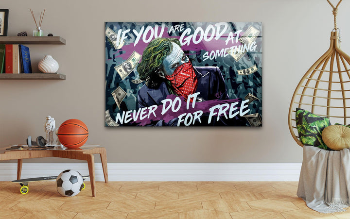 Joker Motivation Glass Wall Art glass image printing, glass prints from photos
