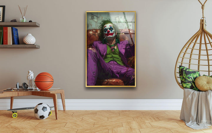 Joker in the Throne Glass Wall Art, art glass wall art, glass wall art pictures